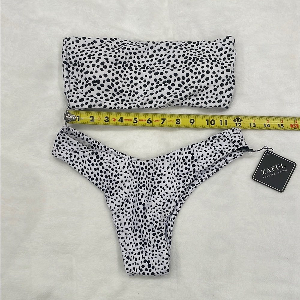 ZAFUL 🔆 Black and White Polka Dot Bikini Set bandeau nwt